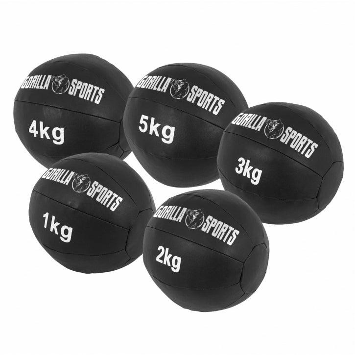 Medizinball aus Leder in Schwarz 1 - 10 kg - Gorilla Sports DE