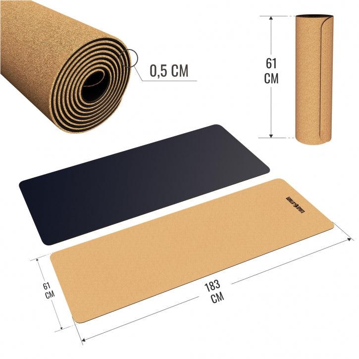 Yogamatte Kork 183 x 61 x 0,5 cm - Gorilla Sports DE