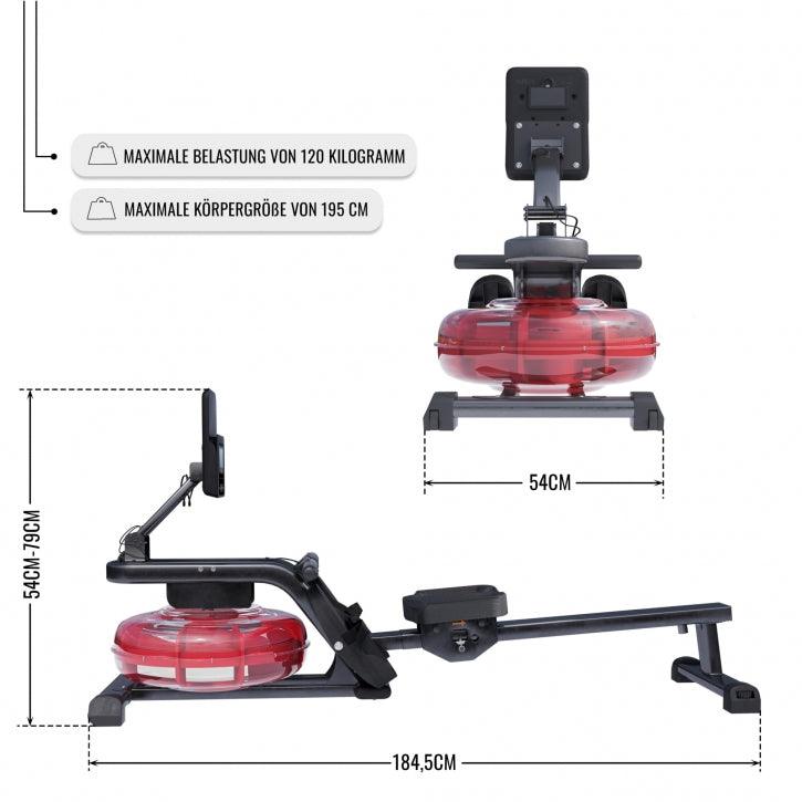 Verstellbares Wasserrudergerät schwarz/rot - Gorilla Sports DE