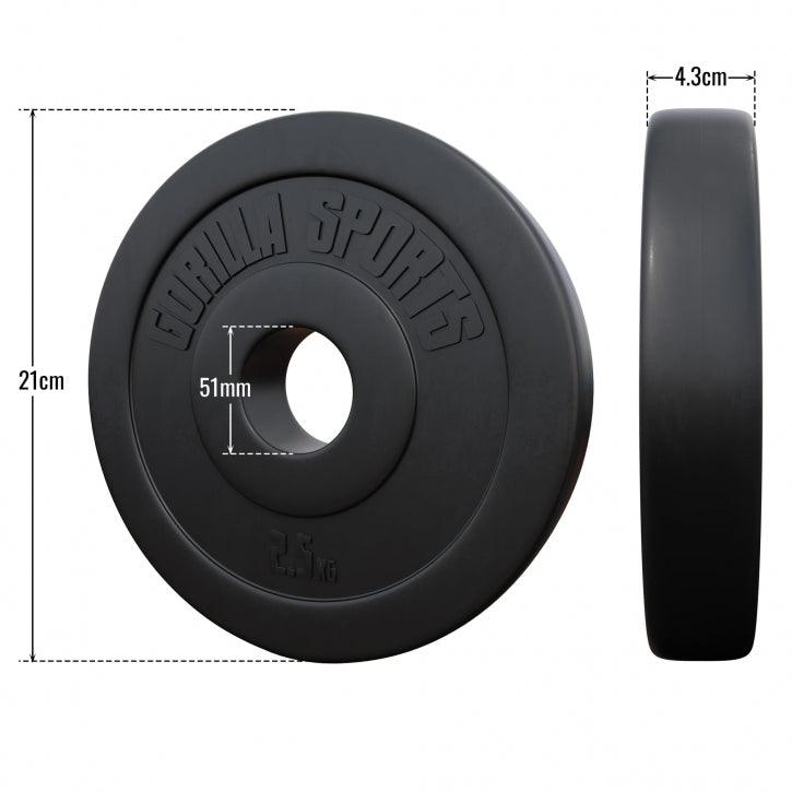 Hantelscheibe Olympia 50/51mm Kunststoff 1,25KG - 15KG - Gorilla Sports DE