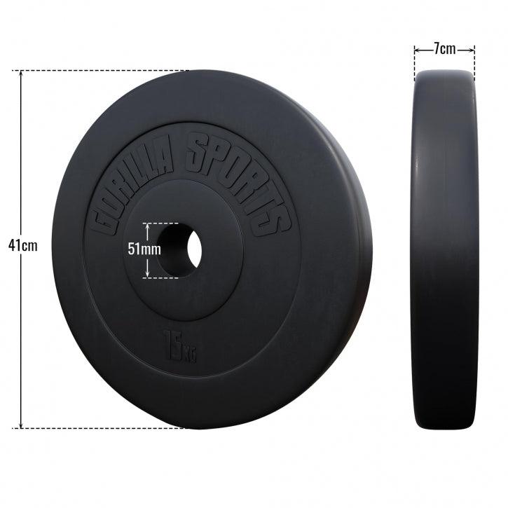 Hantelscheibe Olympia 50/51mm Kunststoff 1,25KG - 15KG - Gorilla Sports DE