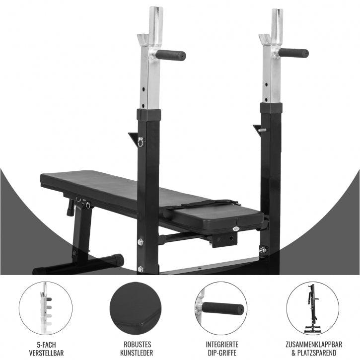 Hantelbank mit Langhantelset Gripper 100 kg - Gorilla Sports DE