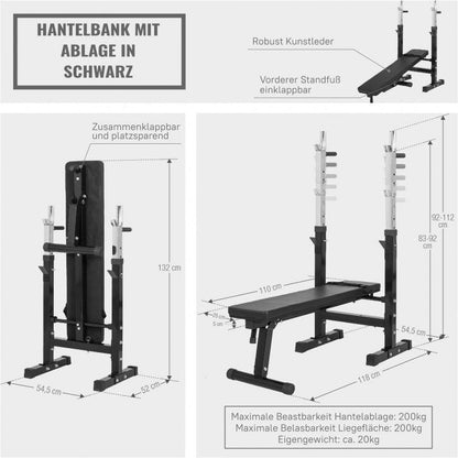 Hantelbank mit Langhantelset Gripper 100 kg - Gorilla Sports DE