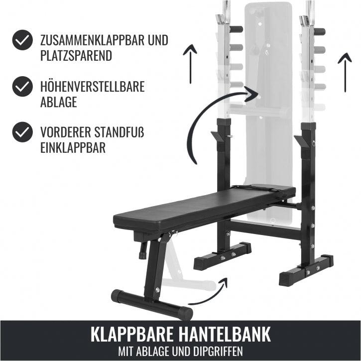 Hantelbank mit Langhantelset Gripper 100 kg - Gorilla Sports DE