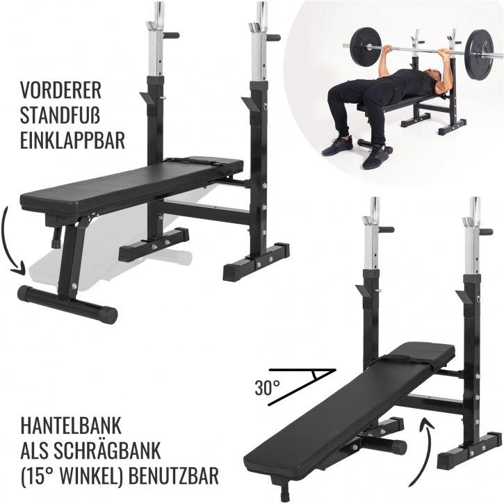 Hantelbank mit Langhantelset Gripper 100 kg - Gorilla Sports DE