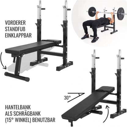 Hantelbank mit Langhantelset Gripper 100 kg - Gorilla Sports DE