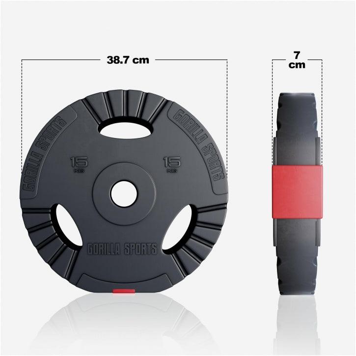 Hantelscheibe Olympia 50/51mm Kunststoff Gripper - Gorilla Sports DE