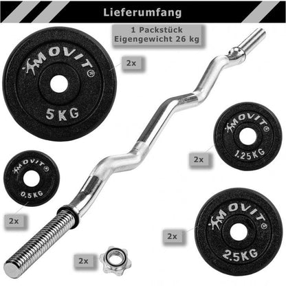 120cm Profi Curlset 26 kg Gusseisen Sternverschluss - Gorilla Sports DE