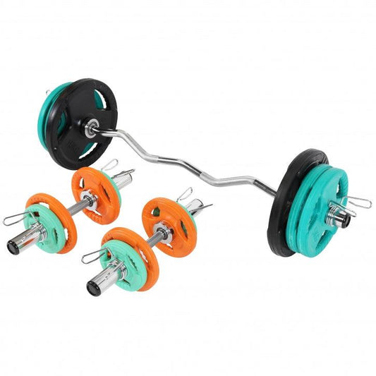 Olympiastangen Set Gummi Gripper 75 kg - Gorilla Sports DE