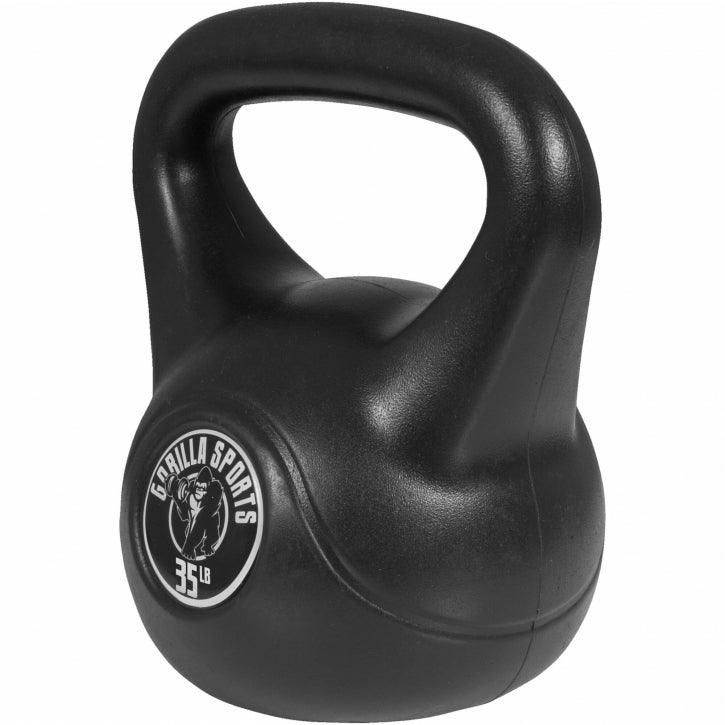 Kettlebell aus Kunststoff 10-45 Pfund (4,5-20,4 kg), Schwarz - Gorilla Sports DE