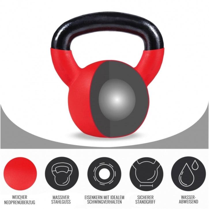 Kettlebell Guss Vinylschicht - 10-55 lb (4,5-24,9 kg), Gusseisen, Neoprenbeschichtung - Gorilla Sports DE