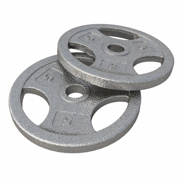 Hantelscheibe Guss Gripper - 2,5-45 lb (1,1-20,4 kg), 1" (25,4 mm), Gusseisen, Silber