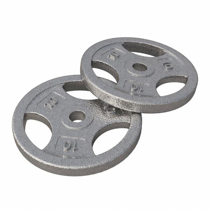 Hantelscheibe Guss Gripper - 2,5-45 lb (1,1-20,4 kg), 1" (25,4 mm), Gusseisen, Silber