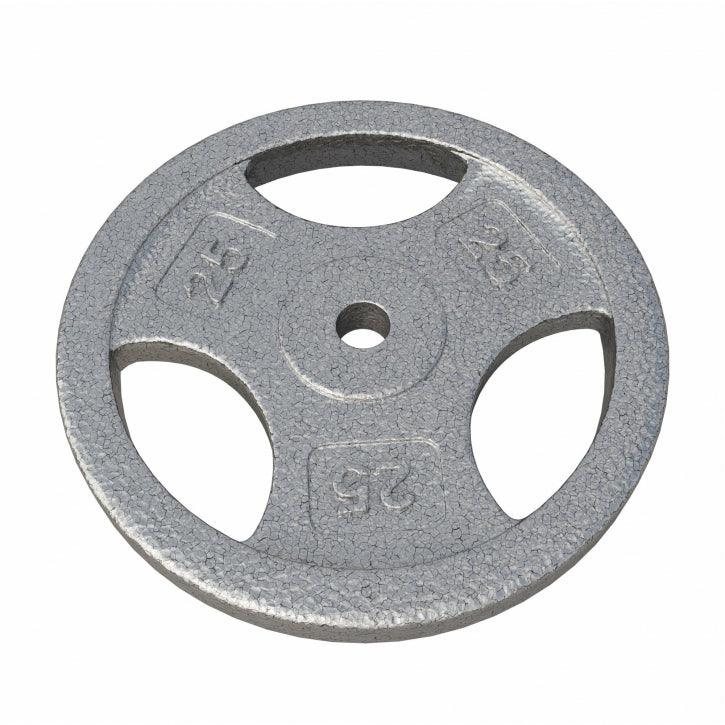 Hantelscheibe Guss Gripper - 2,5-45 lb (1,1-20,4 kg), 1" (25,4 mm), Gusseisen, Silber