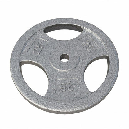 Hantelscheibe Guss Gripper - 2,5-45 lb (1,1-20,4 kg), 1" (25,4 mm), Gusseisen, Silber