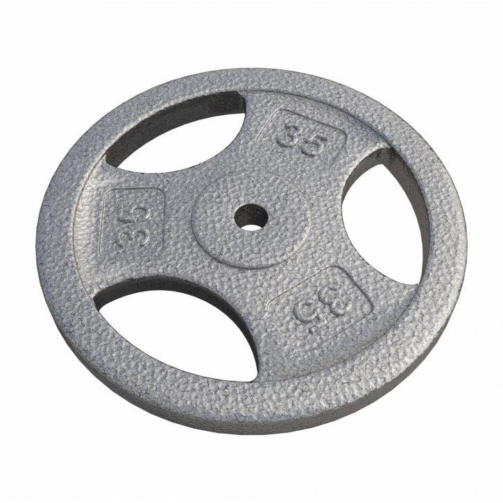 Hantelscheibe Guss Gripper - 2,5-45 lb (1,1-20,4 kg), 1" (25,4 mm), Gusseisen, Silber