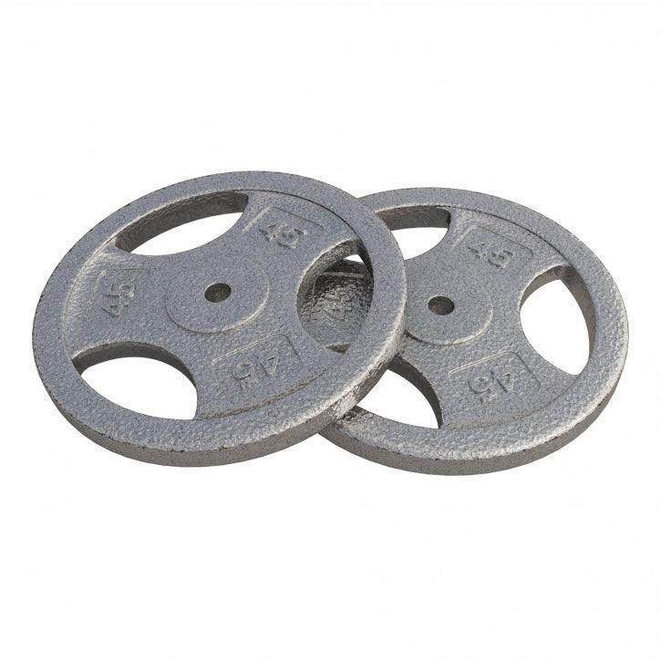 Hantelscheibe Guss Gripper - 2,5-45 lb (1,1-20,4 kg), 1" (25,4 mm), Gusseisen, Silber