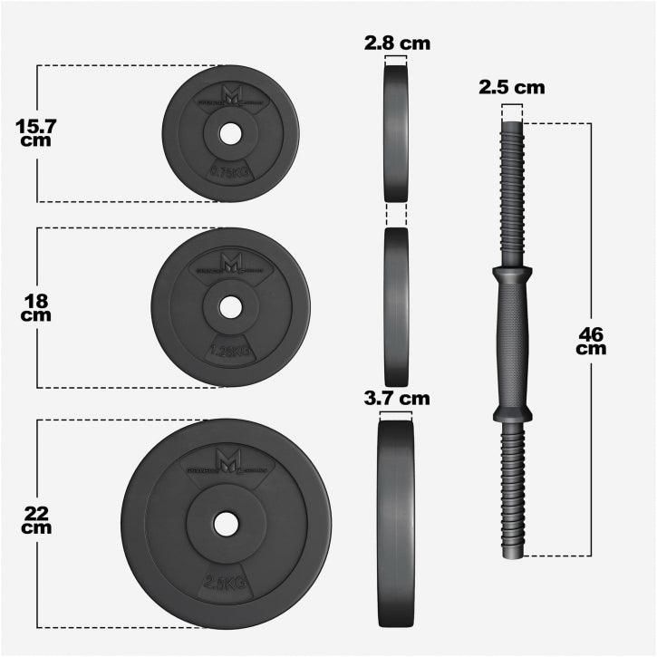 E-Series Kurzhantelset 25 mm Kunststoff 30 kg - Gorilla Sports DE