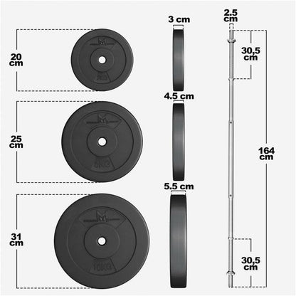 E-Series Langhantelset 25 mm Kunststoff 60 kg - Gorilla Sports DE