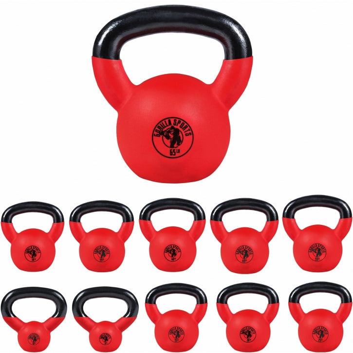 Kettlebell Guss Vinylschicht - 10-55 lb (4,5-24,9 kg), Gusseisen, Neoprenbeschichtung - Gorilla Sports DE