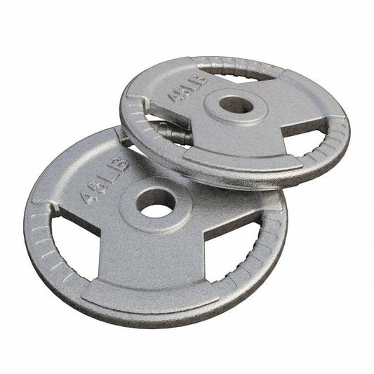 Hantelscheibe Gusseisen Gripper - 2,5-45 lb (1,1-20,4 kg), 2" (50/51 mm), Silber