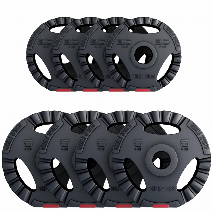 GORILLA SPORTS® 30 kg Hantelscheiben Set 2x10 kg 2x5 kg 30 mm Gewichte  Hantel