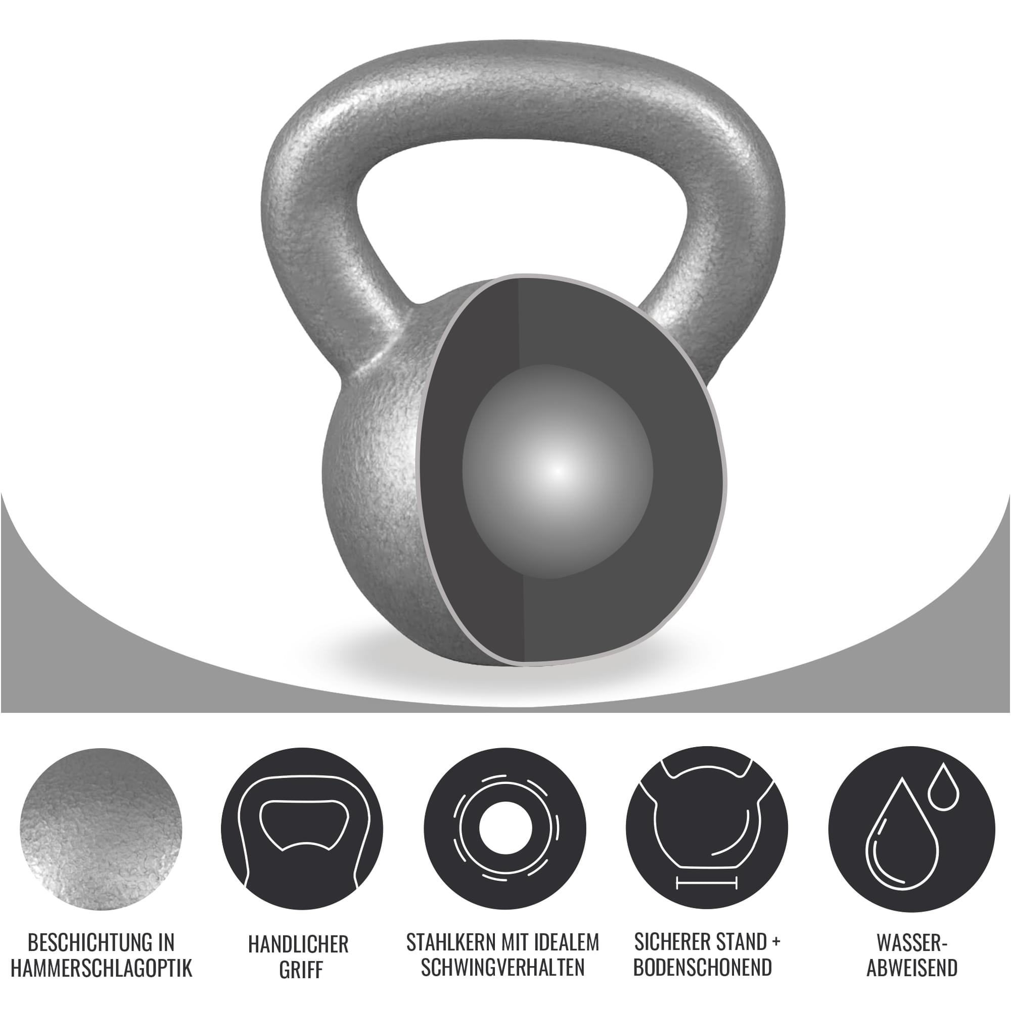 Silber kg Gorilla 10 ✓ Gusseisen Kettlebell | Sports